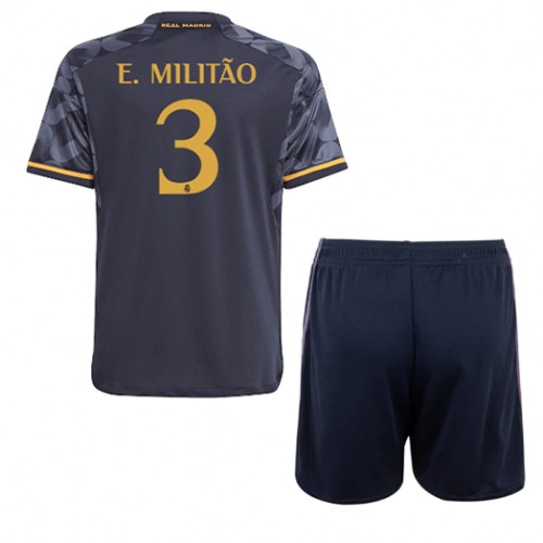 Fotballdrakt Barn Real Madrid Eder Militao #3 Bortedraktsett 2023-24 Kortermet (+ Korte bukser)